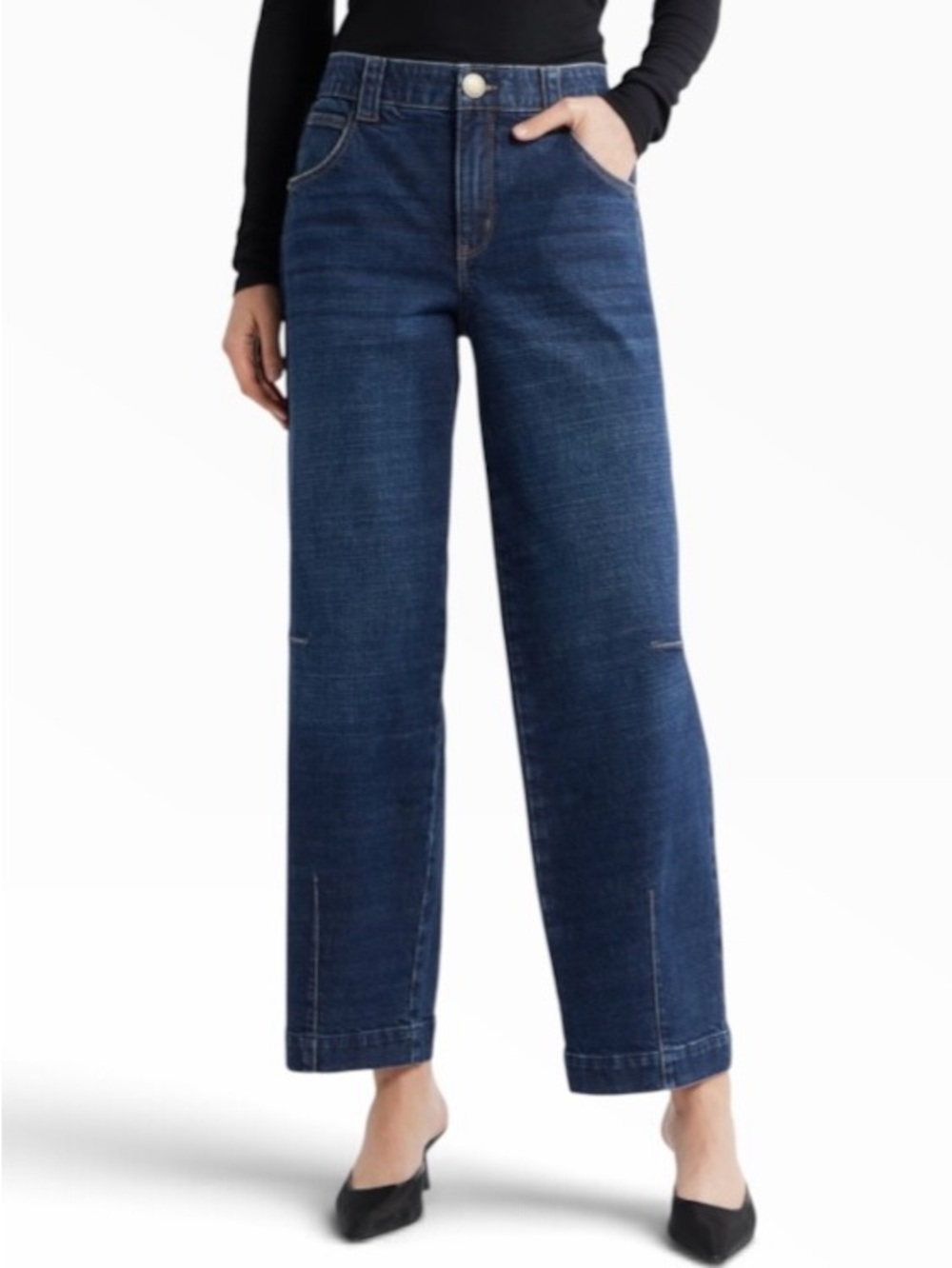 Wit & Wisdom Skyrise High Waist Barely Barrel Jeans, Size 10, Indigo Blue NWT